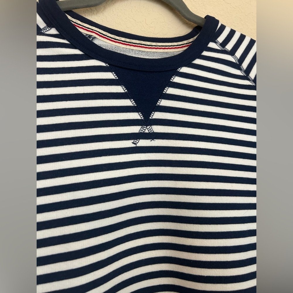 Lands End Serious Sweats Nautical Blue & White Mens Sweatshirt Sz M/T - Picture 3 of 9
